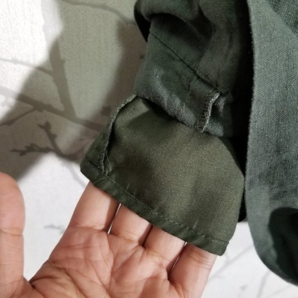 Amanda Green Dark Green Linen Blend High Rise Tie Front Shorts - Picture 2 of 4